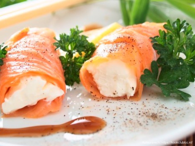 Zeewolf verpakt in gerookte zalm, Noilly Pratsaus