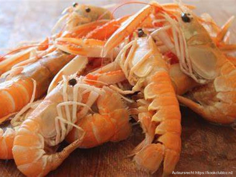 Koud gerookte langoustines met ratatouille en een sausje van geitenkaas (amuse 2)