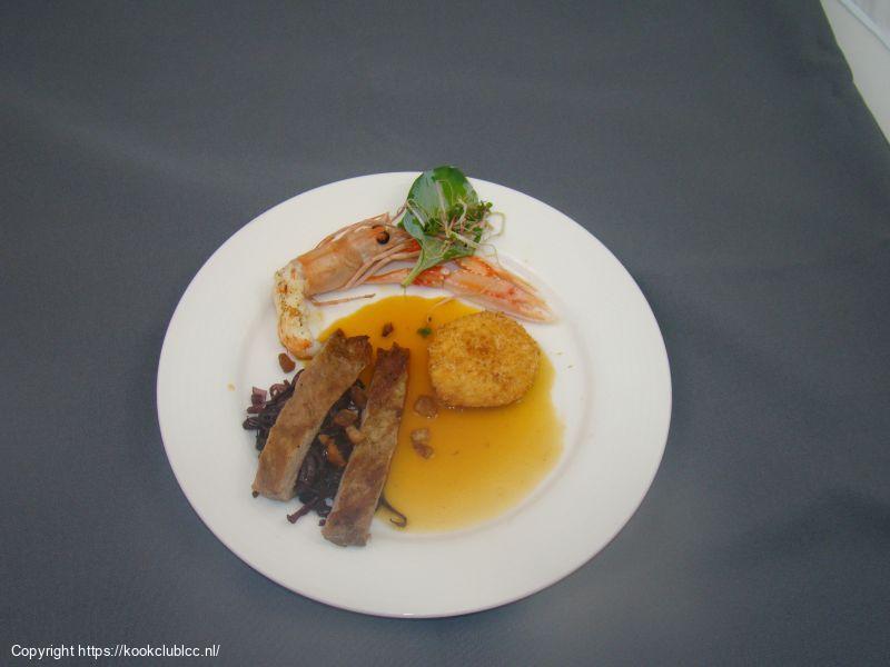 Liberico secreto, rode uiencompote en gefrituurde polenta