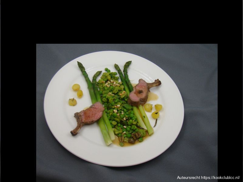 Lam, Asperges, Jonge boontjes en olijven