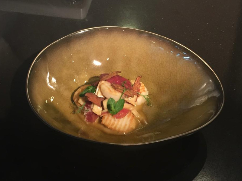 Noedels met coquilles en parmaham 